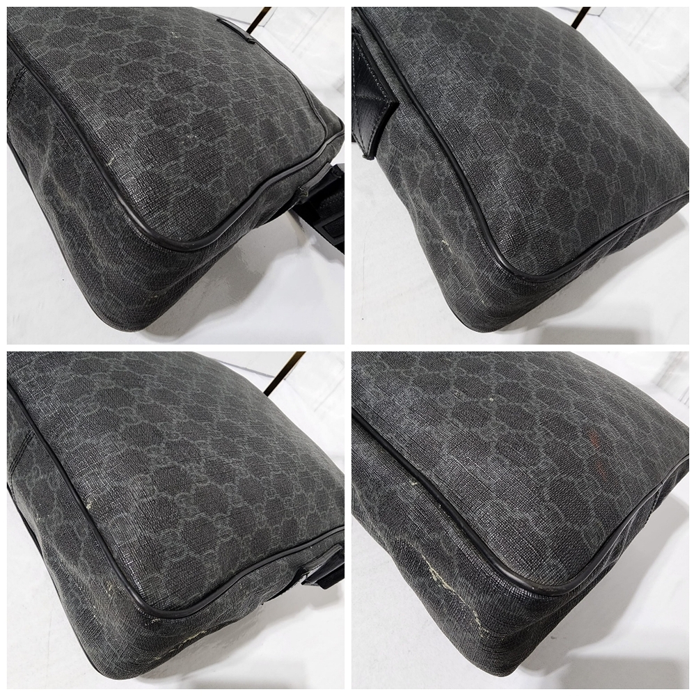 GUCCI GG Supreme Monogram Front Pocket Messenger Bag Black/Grey - Picture 15 of 16